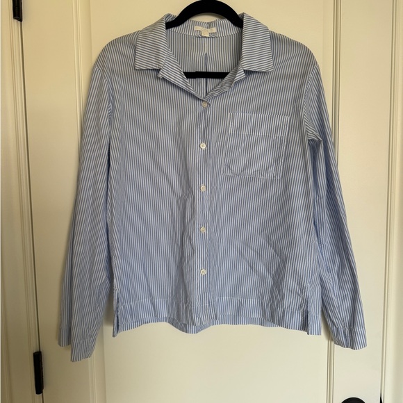 COS Tops - COS Blue and White Striped Blouse with Point Collar